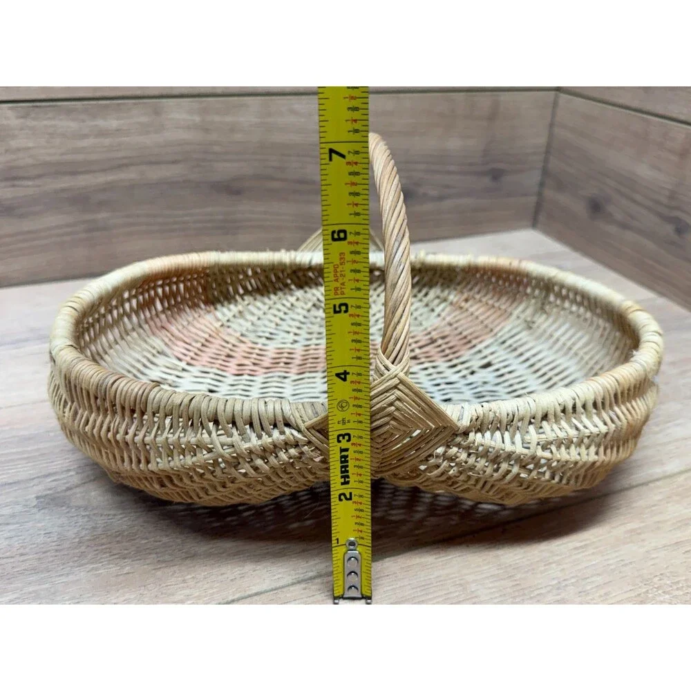 Vintage Rattan Wicker Buttocks Butt Egg Basket 12